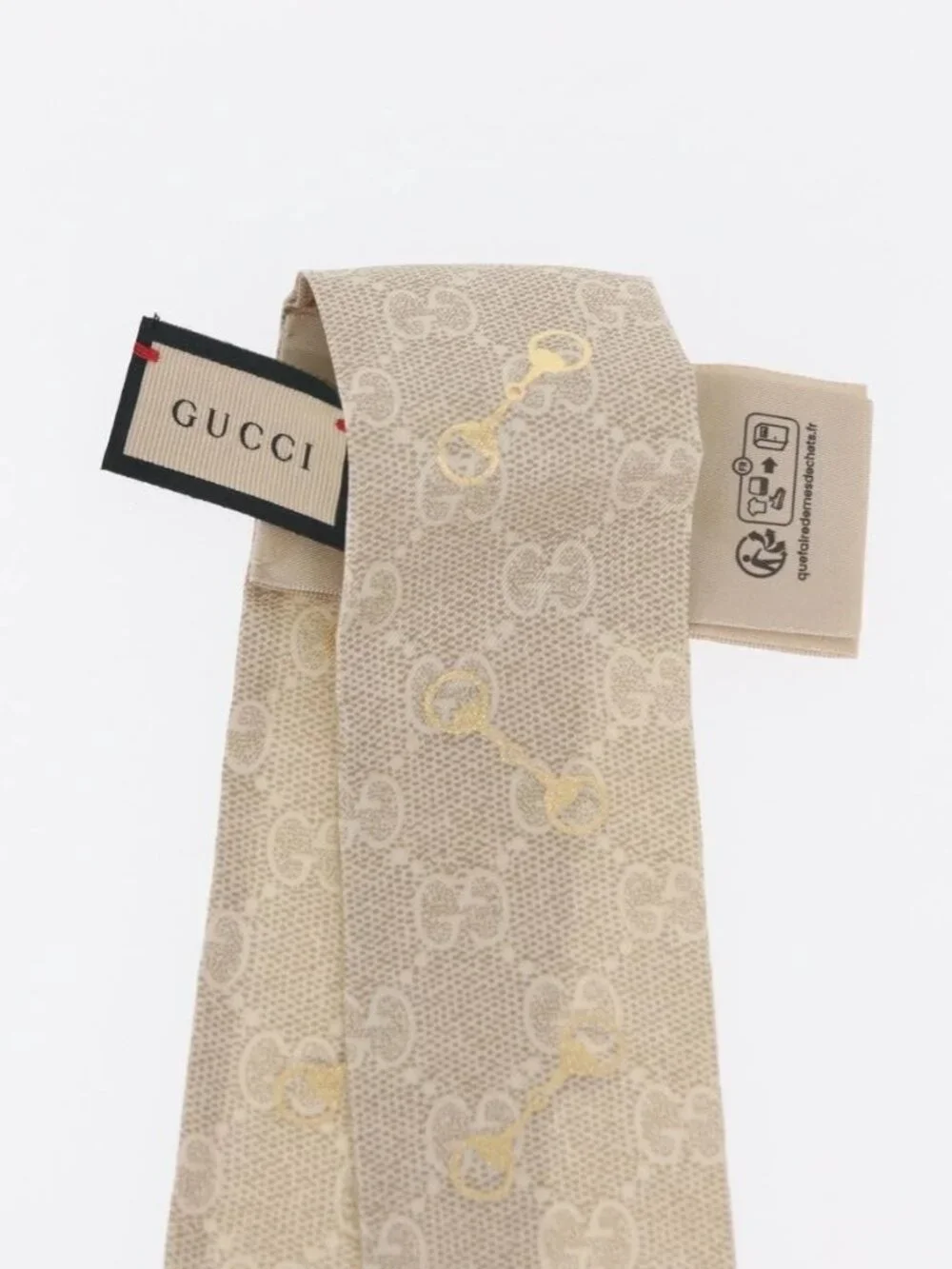 GUCCI Scarf Silk Old GUCCI Beige Pink 663719 Auth 148546M
